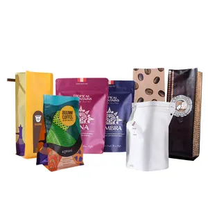 Biodegradable Tea Coffee Bags 250g 500g 1kg Flat Bottom Coffee Pouch Coffee Beans Packaging Bags