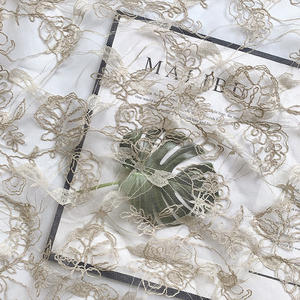 Tela de encaje floral africana Aso Ebi con cordón, malla hueca 100% poliéster, encaje Chantilly transparente para lencería y ropa interior - Product Image 2