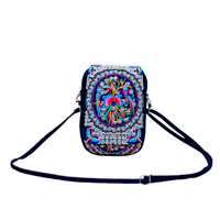 Sac à main brodé, pochette pour téléphone portable, étui, sac à bandoulière ethnique pour femmes