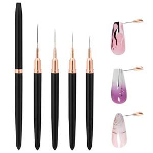 Ensemble de 5 pinceaux pour nail art, pinceaux pour gel UV, kits de pinceaux pour nail art, pinceaux pour lignes françaises, peinture, dessin, fleurs, <span class=keywords><strong>stylo</strong></span> pour <span class=keywords><strong>manucure</strong></span> - Product Image 1