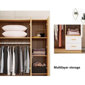 Armario de Almacenamiento Personalizado, Armario Infantil de 4 Puertas y 2 Cajones, Muebles de Madera para Dormitorio - Product Image 3