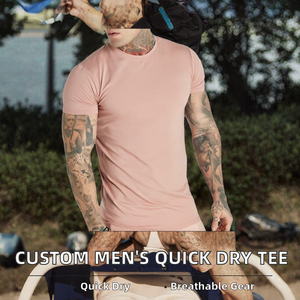 Men's Solid Pink Slim Fit O-Neck Short Sleeve <b>T</b>-<b>Shirt</b> Casual Knitted Blank Tee - Product Image 2