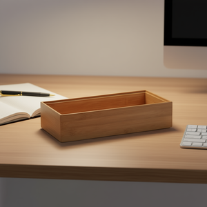 <b>Storage</b> <b>Box</b> Bamboo Rectangular Desk Organizer <b>Drawer</b> Tray Natural Wood Finish - Product Image 3