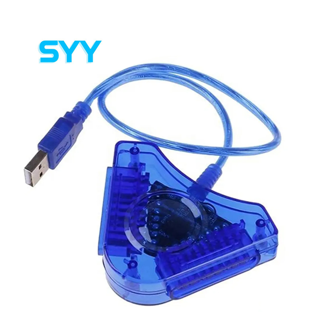 SYY Blue 2-Port Game Controller PC Converter Cable Gamepad USB Adapter for PS2