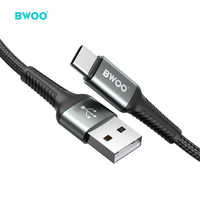 BWOO câble de chargeur en alliage d'aluminium Nylon tressé universel Type C charge rapide câble de données USB C pour téléphone intelligent