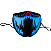 Masque d'Halloween effrayant à demi-visage lumineux, rechargeable, activé par le son, avec panneau LED