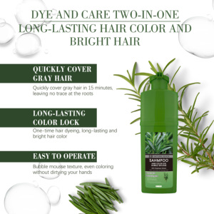Shampoo colorant capillaire à la rosemaine 420ml, <span class=keywords><strong>mousse</strong></span> à bulles avec extrait naturel de ginseng pour une coloration permanente rapide des cheveux gris en noir, longue durée - Product Image 3