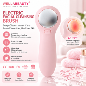 Brosse Nettoyante Visage Électrique en Silicone Multicolore pour Femme avec Tête Chauffante Massante en Métal – Vente en Gros - Product Image 2