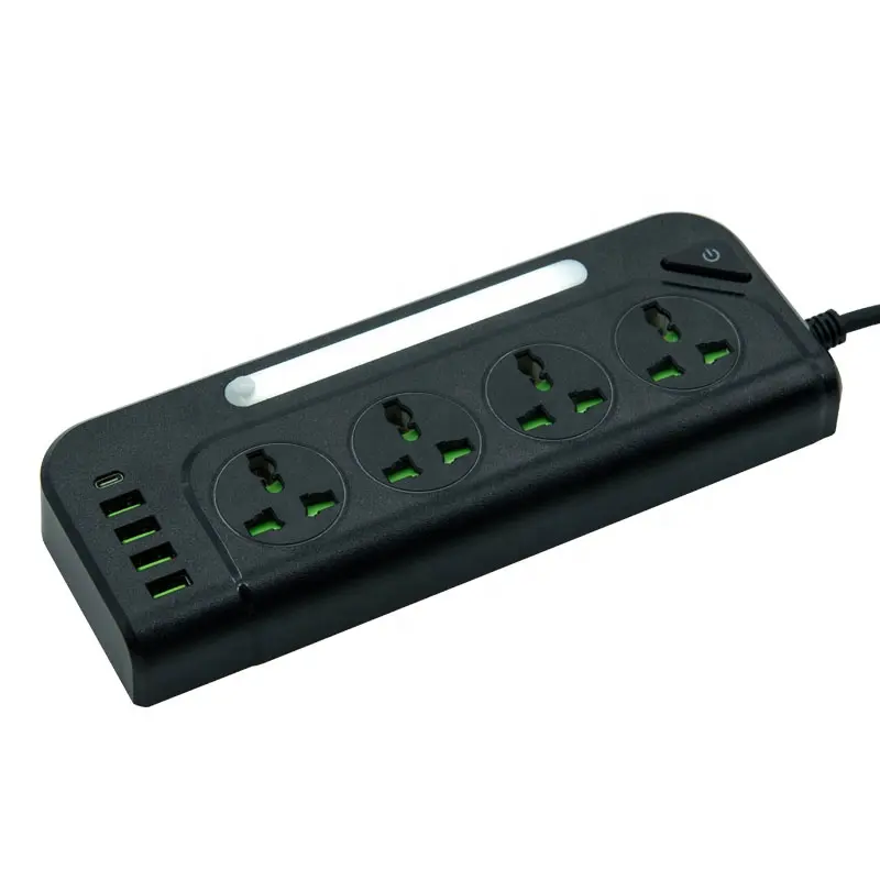 Universal expansion power strip with LED night light USB and TYPE-C charging power board US UK Australia Thailand power socket