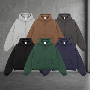 Collection Automne-Hiver 2025 – Sweat à capuche unisexe Artiemaster, coupe courte, double fermeture éclair, grammage lourd 350g, couleur unie, style vintage, coupe ample et oversize - Product Image 3