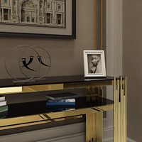Table console en acier inoxydable pour l'entrée de la maison, meubles de maison, salon d'hôtel, coin moderne, table console en marbre de luxe
