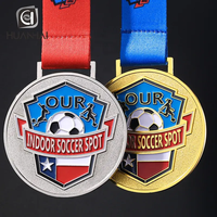 Médaille de sport en métal personnalisée en or, argent, bronze, émail doux, logo en forme 3D, football, soccer