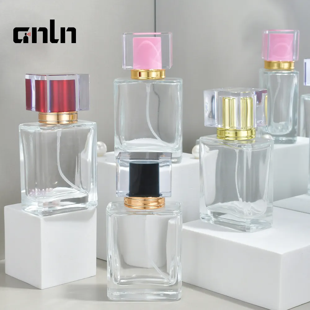 ANLN-Botellas de Perfume en espray, rellenables y rectangulares, color negro, rosa, rojo y dorado, 50ml, novedad