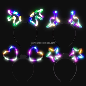 Bandeau lumineux LED en forme d'étoile de <span class=keywords><strong>licorne</strong></span> HLC qui brille dans le noir, accessoires de cheveux lumineux pour festival, anniversaire, Noël, bonne année - Product Image 2