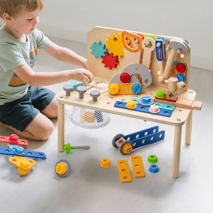 Ensemble de table d'outils éducatifs en <span class=keywords><strong>bois</strong></span> pour enfants Simulation vis et écrous assemblage établi <span class=keywords><strong>Montessori</strong></span> outils de réparation pour enfants jouets - Product Image 2