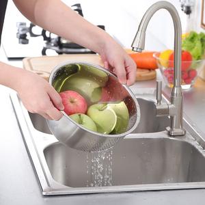 Colador de cocina de fondo oblicuo 304 de acero inoxidable coreano de alta calidad al por mayor para colar frutas y verduras - Product Image 2