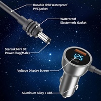 Cargador de Coche Metálico Resistente para Starlink Mini, Adaptador a Cable de Alimentación CC de 3M (10 pies), 12V-24V, con Pantalla de Voltaje, Puertos USB-C de 30W y USB-A de 35W