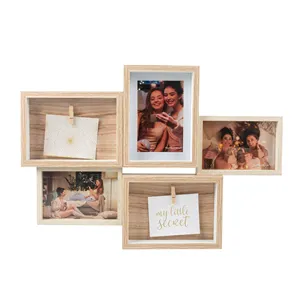 Factory direct sales wholesale Customized Wall Decor 5-opening wooden Collage Photo Picture Frame