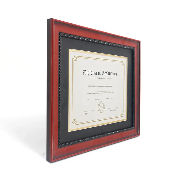 Mondon Groothandelsprijs 11*14 Afstudeercertificaat Frame Diplomaframes Met Ingewikkelde Zwarte Touwdetails