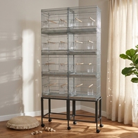 Cage à oiseaux en métal, grande cage à perroquets, portable, durable, avec revêtement en poudre, réglable, facile à assembler, design simple et solide