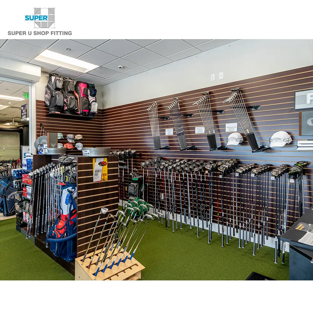 Toptan perakende Golf sopa mağaza armatürleri özel Golf kulübü sırt çantası zemin ekran standı