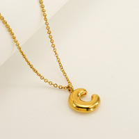 Collar de Moda con Colgante de Letra Inglesa de Acero Inoxidable con Baño de Oro de 18K, Collar de Clavícula con Alfabeto para Mujer, Joyería