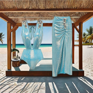 A9968 Populaire Stijl Effen Kleur Glossy Eendelig Badpak Diep V Zware Industrie Met Voorste Logo 2-delige Set - Product Image 2