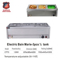 Chauffe-Plats Électrique en Acier Inoxydable Lingduo CCT3 Bain-Marie Commercial pour Buffet, Restaurant et Traiteur, 3 Bacs de 6L, Manuel