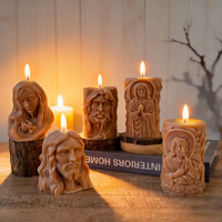 Bougie religieuse Jésus Vierge Marie sculptée en cire pour autel domestique, prière et décoration dévotionnelle