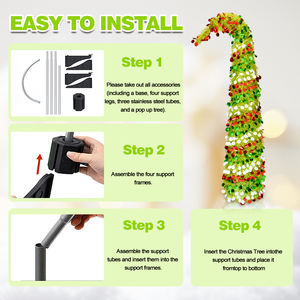 Árbol de Navidad de Estilo Nuevo 2025, Árbol de Navidad con Cabeza Rizada Verde de 1.5 Metros, Rama Curva, Pieza Decorativa Extensible - Product Image 3