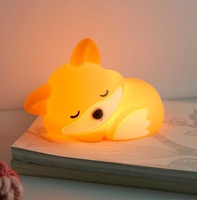 Lampe de nuit LED en silicone en forme de renard de dessin animé rechargeable par USB, avec détection tactile, pour décoration de bureau créative et ambiance de chevet, idéale comme cadeau