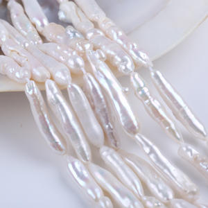 Zhuji Natural Freshwater 6-8mm White Pearl <b>String</b> Loose Beads Straight Hole Toothpick for PiPA <b>Instrument</b> Necklace Bead <b>String</b> - Product Image 1