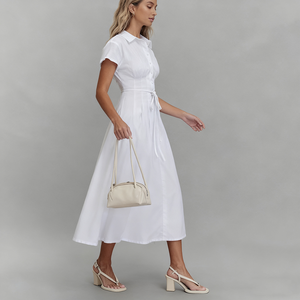 Vestido Midi YFY Personalizado para <span class=keywords><strong>Mujer</strong></span>, Verano, Color Sólido, Cuello Polo, Manga Corta, Estilo Vintage, Lino, Oficina, Fiesta, <span class=keywords><strong>Rockabilly</strong></span> - Product Image 2