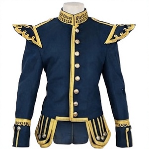 Veste doublette écossaise pour homme en laine, style uniforme, avec bande brodée, col montant, fermeture boutonnée, imperméable, taille large, hiver - Product Image 1