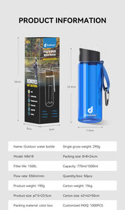 Purificateur d'eau extérieur 700ML Filtre à <span class=keywords><strong>bouteille</strong></span> Filtre à eau Bouilloire pour randonnée Randonnée Survie Voyage Sports - Product Image 5