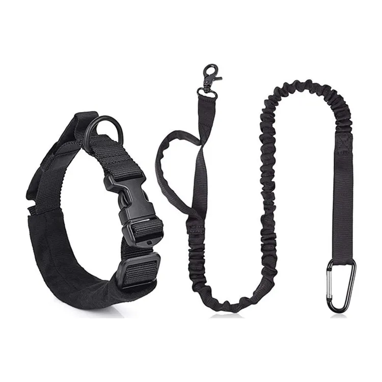 Taktische Hund Halsband und Leine Set, Einstellbare Military Training Nylon Kragen und Hände Freies Heavy Duty Bungee Blei
