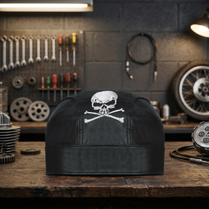 Biker Style Skullcap Durag Tamaño libre Cuero Head Wrap Bandana Sombrero Bufanda - Product Image 2