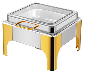 ชุดอุ่นอาหารหรูหรา รุ่น 2025 ขนาด 9 ลิตร สีทอง พร้อมถาดแบ่งอาหาร ชุดอุ่นอาหารสำหรับจัดเลี้ยง งานแต่งงาน บุฟเฟ่ต์ วัสดุสแตนเลส ใช้เชื้อเพลิง เหมาะสำหรับโรงแรม - Product Image 6