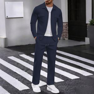 Conjunto de Otoño Invierno para Hombre, Chaqueta de Pana con Botones y Solapas, Pantalones Largos Casuales de Manga Larga - Product Image 2