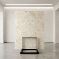 Grande dalle de quartzite naturelle translucide rétroéclairée Branco Cristal du Brésil pour mur d'accentuation de luxe, plan de travail de cuisine et sol