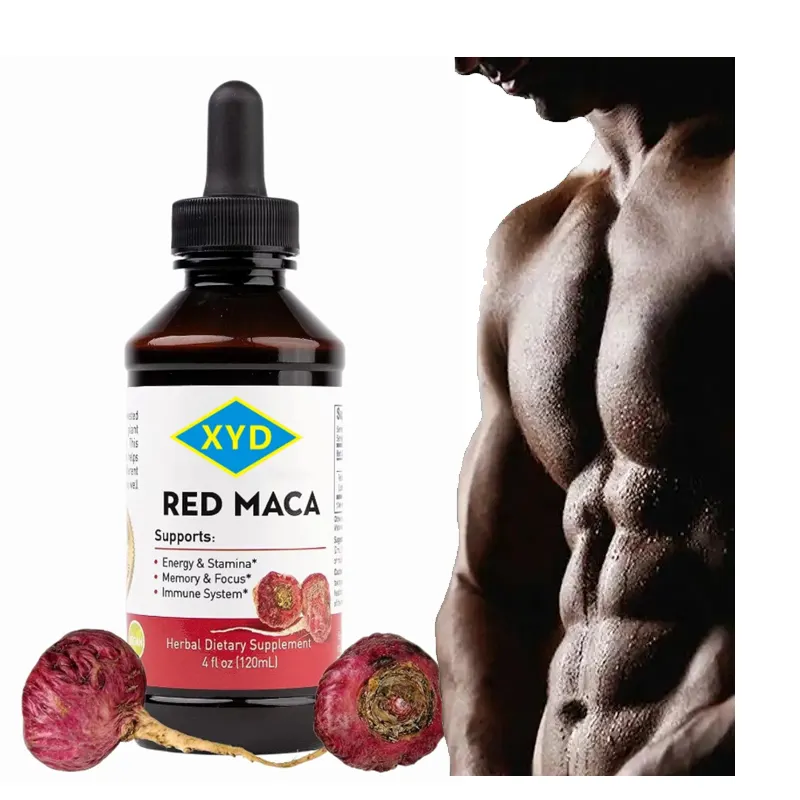 Handelsmarke MACA Drops Max Strength Rote Maca-Wurzel extrakt flüssigkeit für Energie liefert Maca-Kapseln
