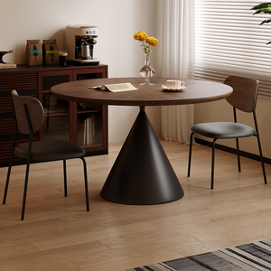 <span class=keywords><strong>Table</strong></span> à manger ronde moderne <span class=keywords><strong>en</strong></span> bois massif avec plateau <span class=keywords><strong>en</strong></span> <span class=keywords><strong>bambou</strong></span> et 4 chaises avec pieds <span class=keywords><strong>en</strong></span> fer pliables, 4 places pour petits appartements - Product Image 4