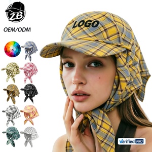 Pañuelo tipo bandana de sarga deportiva con logotipo bordado personalizado, estilo casual, con diseño de tartán y lazo para la barbilla, para béisbol, venta al por mayor - Product Image 1