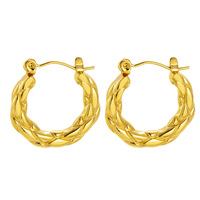 Brillant 18k Plaqué Or Bijoux Boucles D'oreilles Minimaliste Femmes En Acier Inoxydable Géométrique Cercle Boucles D'oreilles Bijoux Accessoires