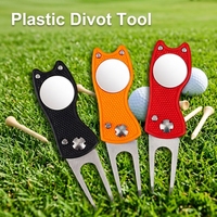 Fourche de réparation de divots de golf en plastique légère et durable, design pliable coloré type couteau à lame, accessoire de golf pour pelouse, vente en gros à prix abordable