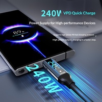 Kabel Data USB4 Weaving Digital Display 240W Pengisian Cepat Dual Type-C 40G Kecepatan Tinggi 8K Fungsi Lengkap