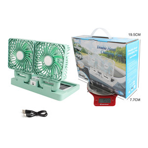 Kipas Angin Dua Kepala Tipe-C Grosir Pabrik Dengan Layar Kecepatan Angin, Kipas Camping Isi Ulang Dengan Lampu - Product Image 3