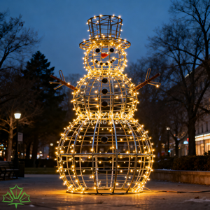 Sculpture géante de bonhomme de neige lumineuse SENZHAO, éclairage LED extérieur, structure en fil métallique 3D, lumière de Noël pour la place/le parc, décoration de fête - Product Image 2