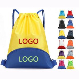 Sac à dos à cordon en polyester imperméable avec logo personnalisé, grande capacité, pour chaussures, sport, gym, sac à cordon promotionnel, cadeau - Product Image 1