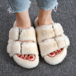 slippers with heels and fur